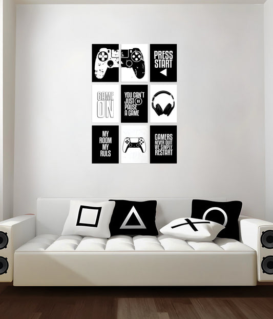 9 Piece Gaming Poster Set in Gaming Room - Everanta