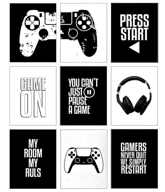 9 Piece Gaming Poster Set Main Image - Everanta