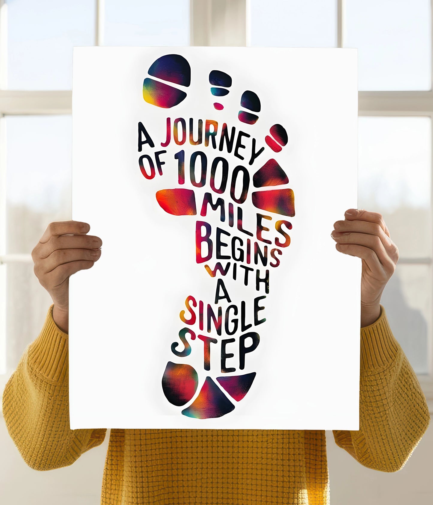 A Journey of 1000 Miles - Motivational Poster Holding Image - Everanta