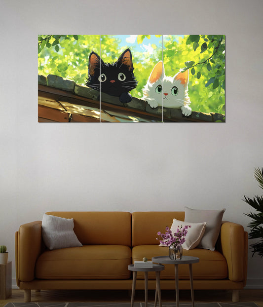Anime Cats on the Rooftop – Split Wall Poster Main Image - Everanta