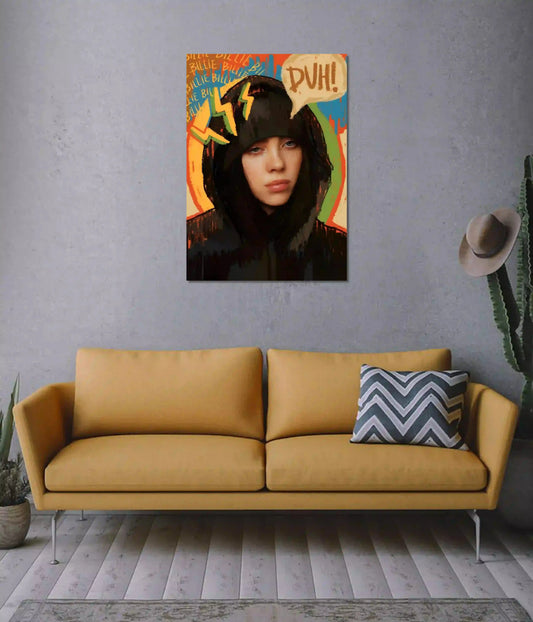 Billie Eilish Duh! Pop Art Wall Poster on Wall - Everanta