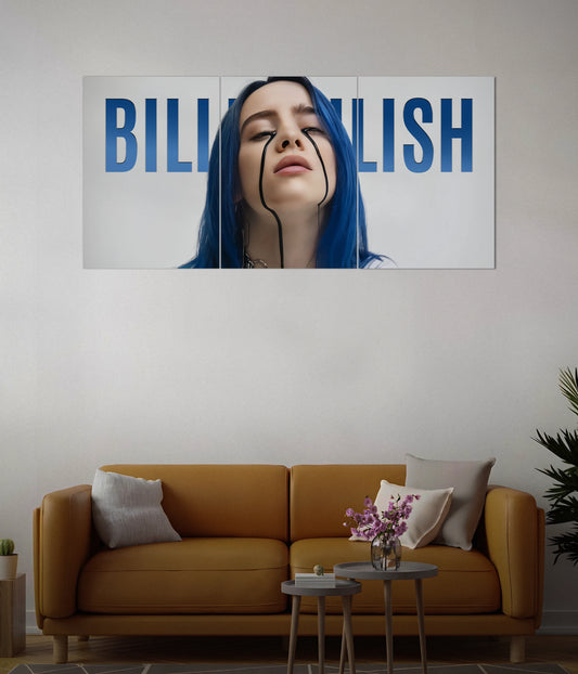 Billie Eilish Split Poster – Blue Tears Edition in Living Room - Everanta