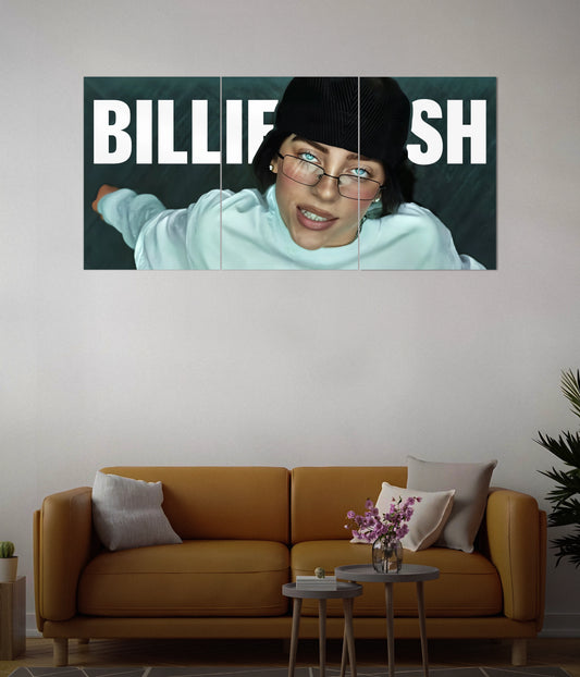 Billie Eilish Split Wall Poster in Living Room