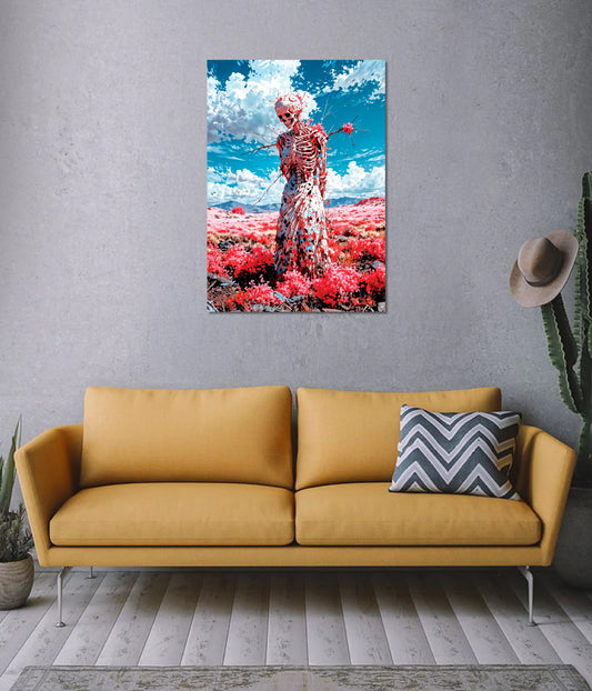 Blossoming Skeleton Aesthetic Wall Poster on Wall - Everanta