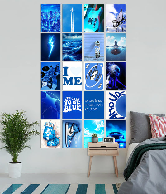 Blue Aesthetic Poster Set of 20 – Vibrant Wall Collage - Everanta