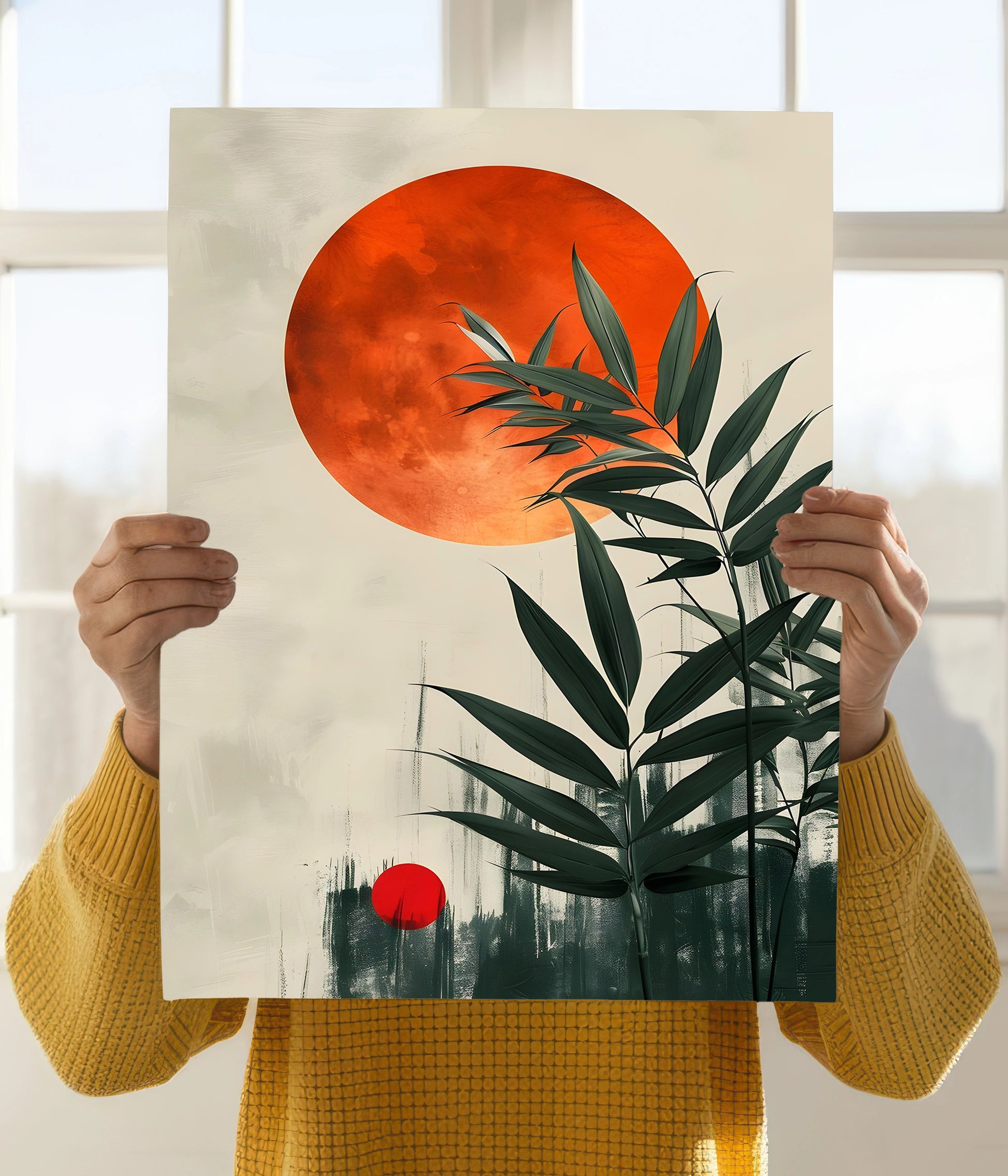 Boho Botanical Abstract Neutral Tones Poster Holding Image - Everanta