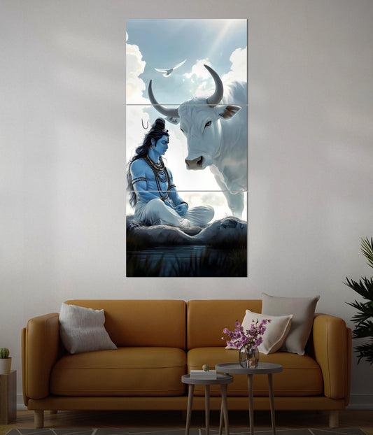 Calm & Divine – Meditating Lord Shiva Split Poster Main Image - Everanta