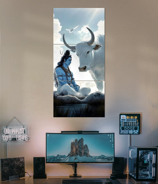 Calm & Divine – Meditating Lord Shiva Split Poster in Living Room - Everanta