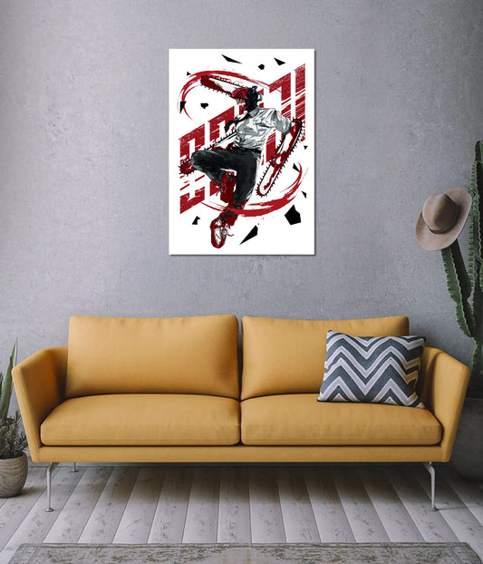 Chainsaw Man Denji Action Pose Anime Poster on Wall - Everanta