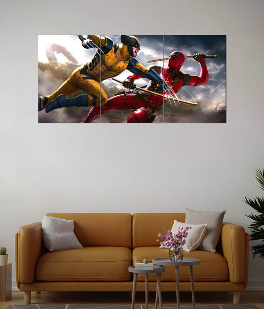 Claws & Chaos – Deadpool vs Wolverine Split Poster Set Second Image - Everanta