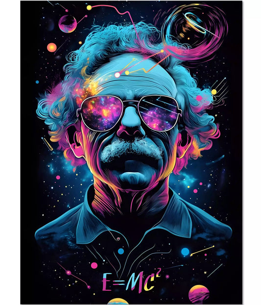 Cosmic Genius – E=mc² Einstein Trippy Poster Main Image - Everanta