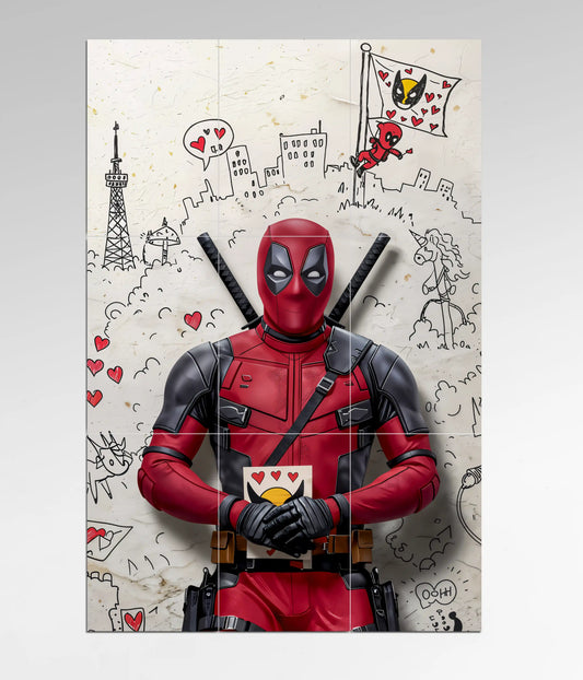 Deadpool Love Comic Style 9-Piece Split Poster Design - Everanta