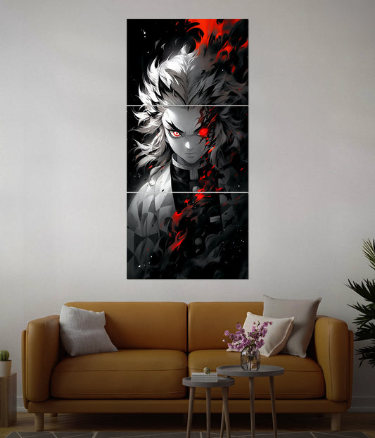 Demon Slayer Rengoku Split Wall Poster in Living Room - Everanta