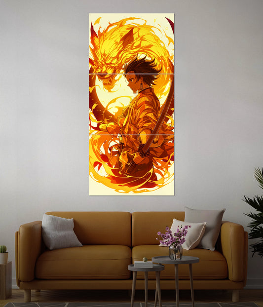 Demon Slayer Zenitsu with Thunder Dragon – Anime Split Poster in Living Room - Everanta