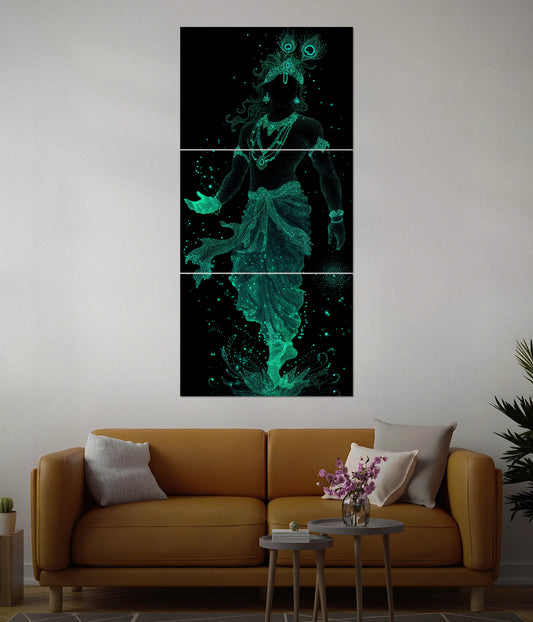 Divine Glow Krishna – Spiritual Split Poster - Everanta