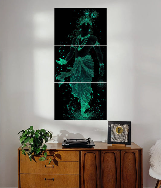 Divine Glow Krishna – Spiritual Split Poster Main Image - Everanta