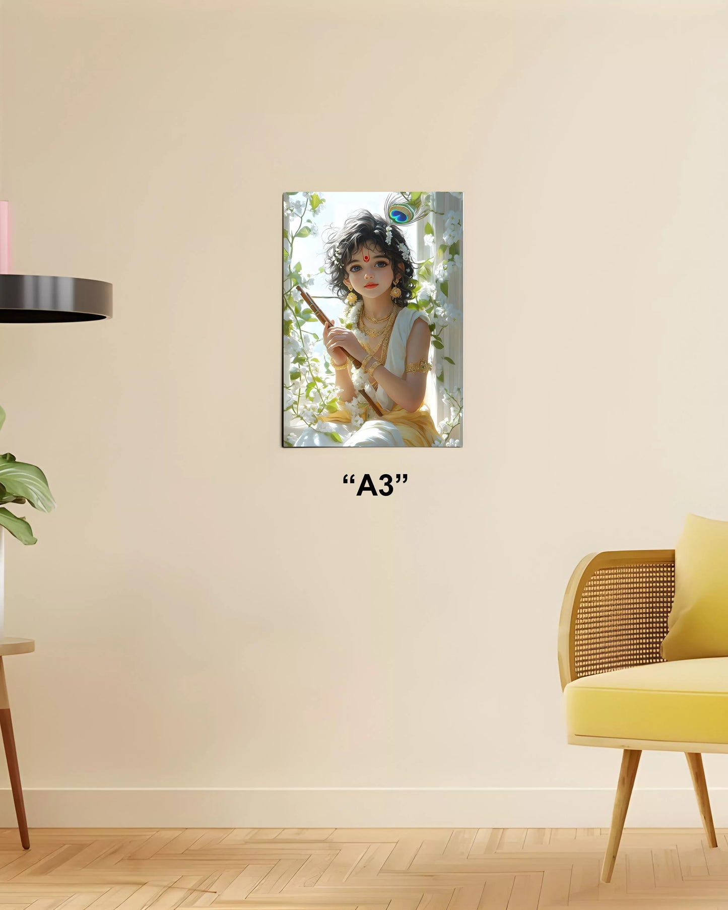 Divine Grace – Lord Krishna with Flute Wall Poster A3 Size - Everanta