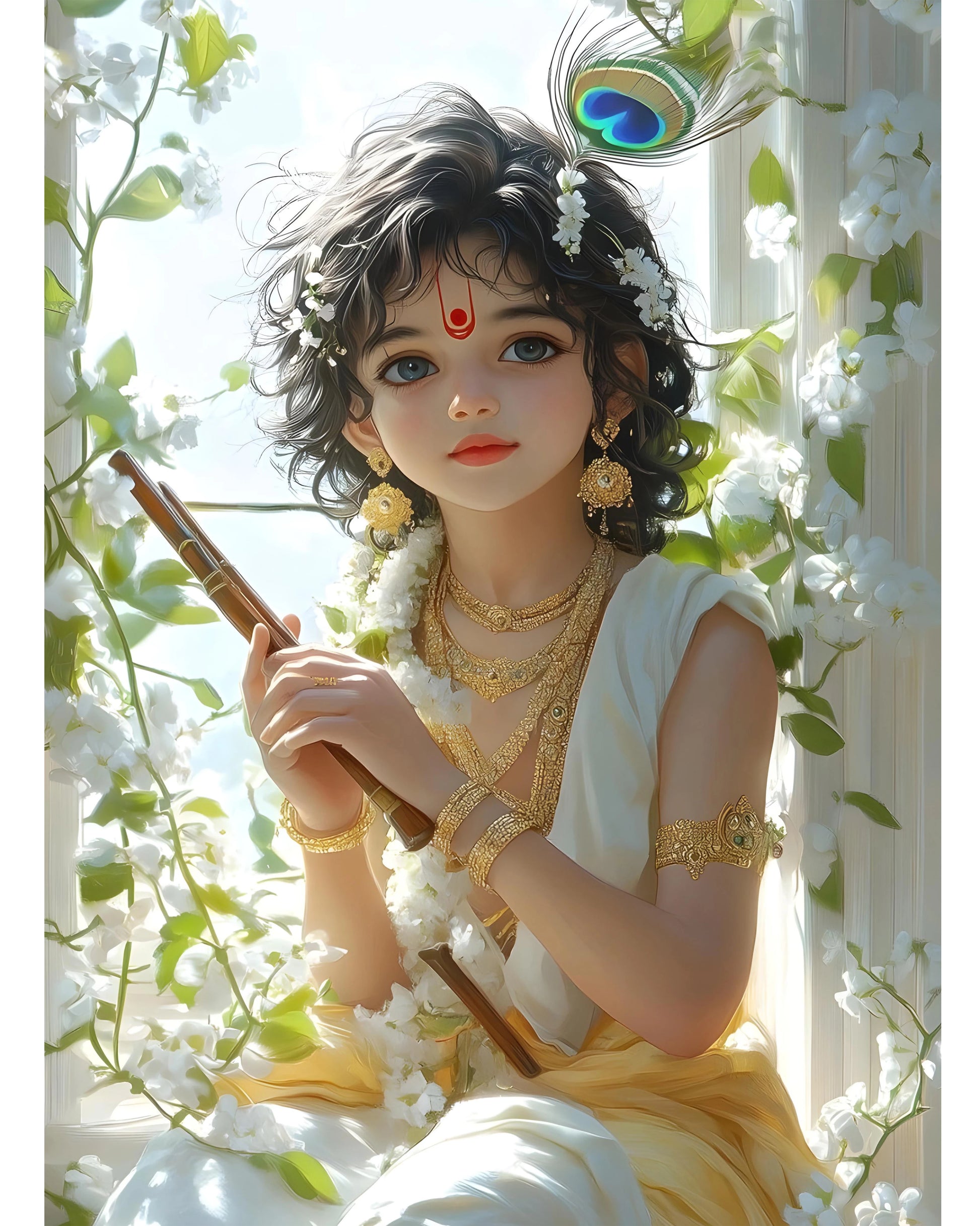 Divine Grace – Lord Krishna with Flute Wall Poster Main Image - Everanta
