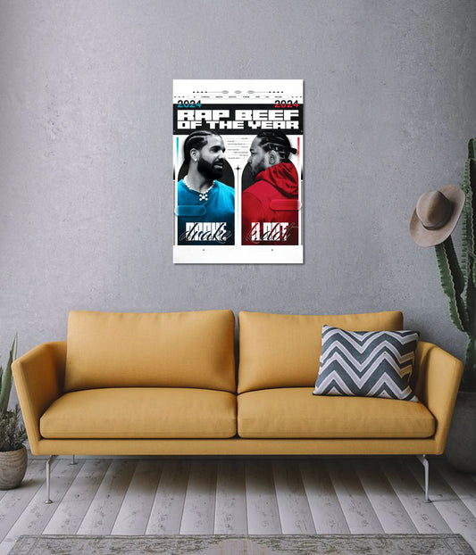 Drake vs Kendrick Lamar – Rap Beef of the Year 2024 Wall Poster - Everanta