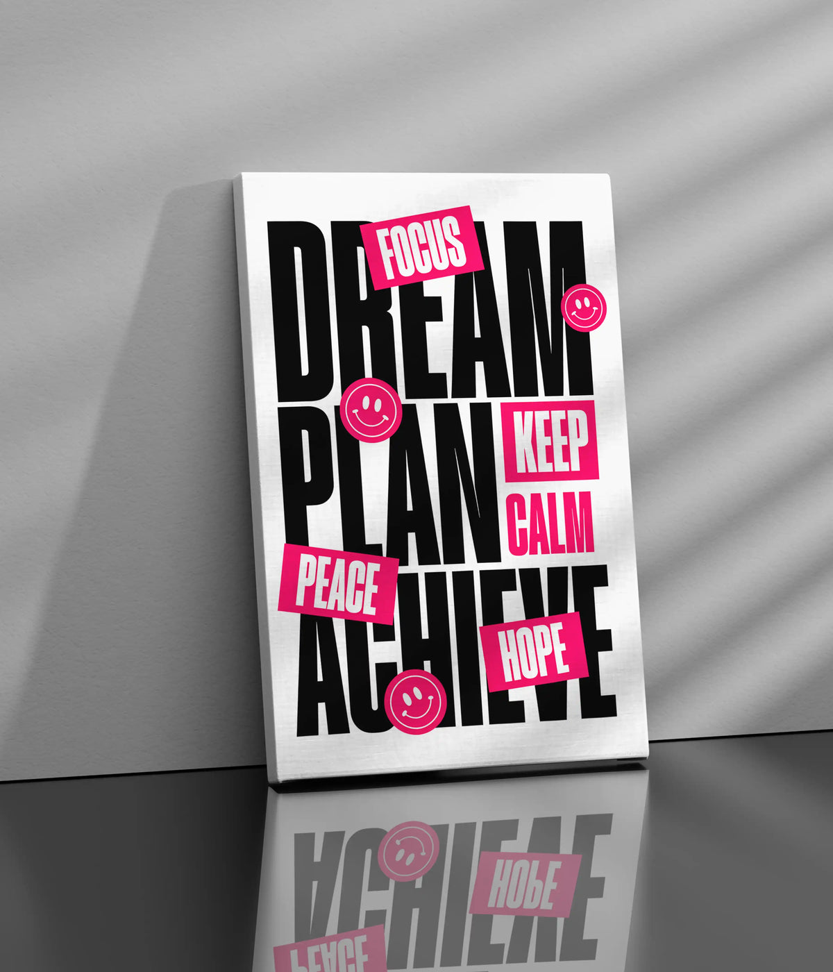 Dream. Plan. Achieve. – Motivation Canvas Print Side Look - Everanta