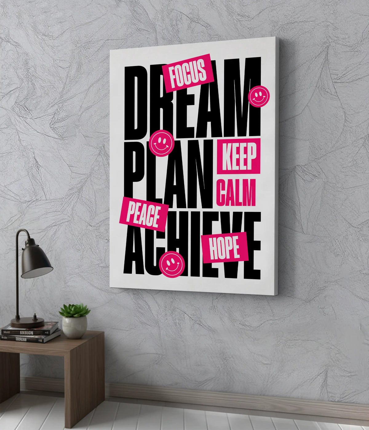 Dream. Plan. Achieve. – Motivation Canvas Print on Wall - Everanta