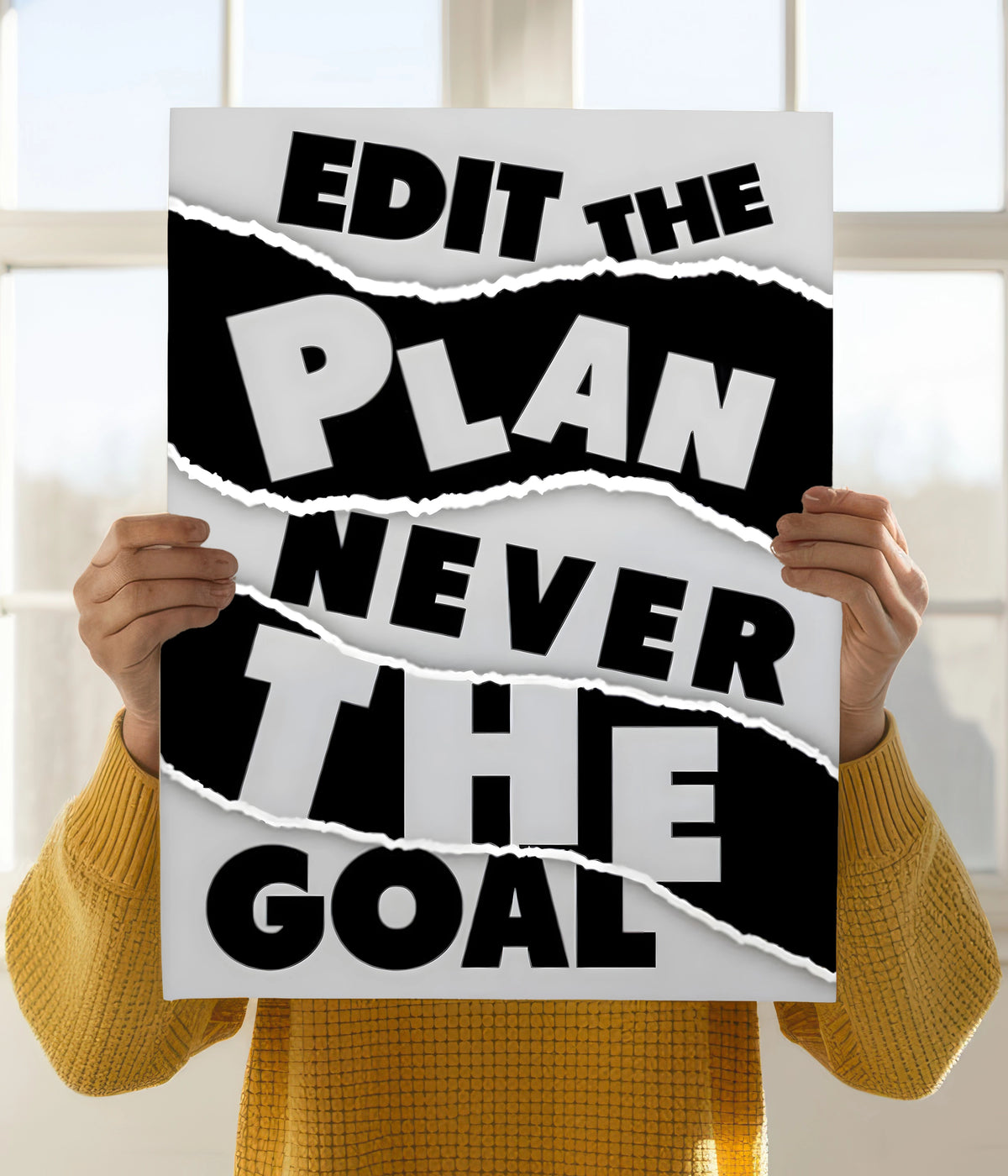 Edit the Plan Never the Goal – Motivational Poster Holding Image - Everanta