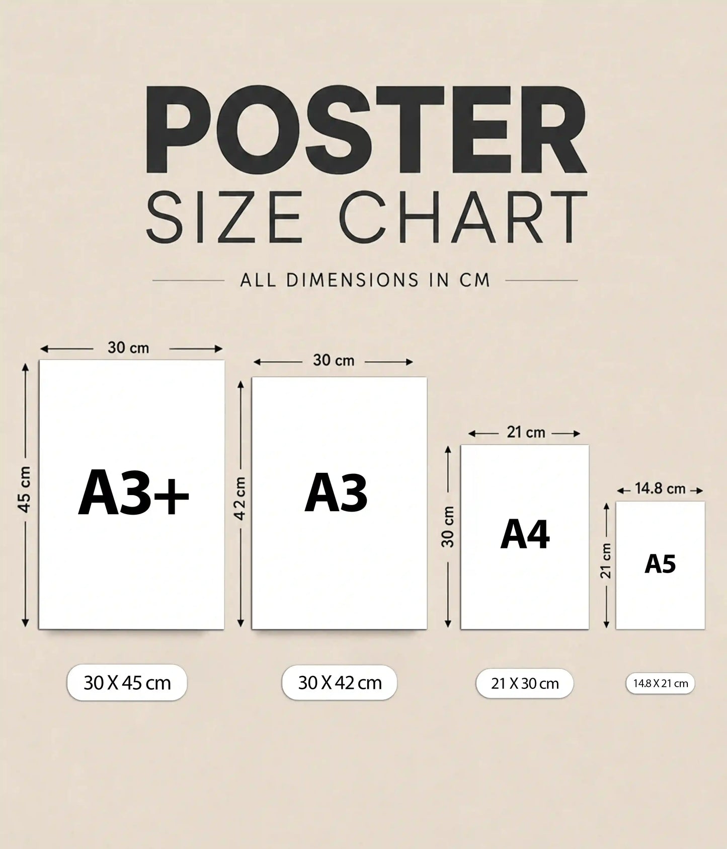 Everanta Single Wall Posters Size Comparison - Everanta