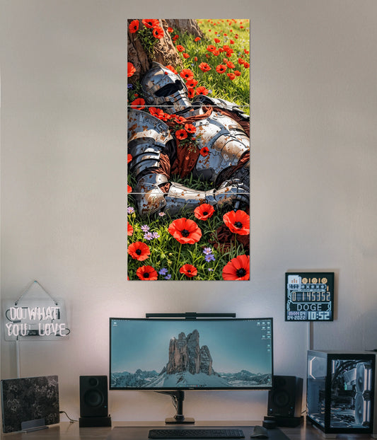 Fallen Warrior in Poppy Field – Anime Split Poster Main Image - Everanta