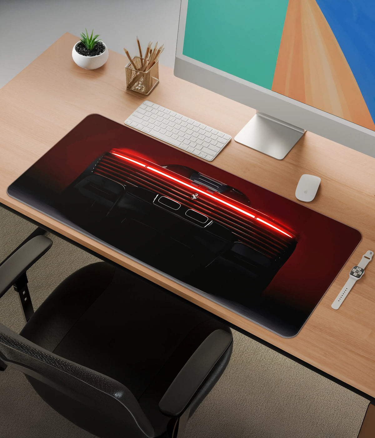Ferrari Desk Mat – Premium Extended Gaming Pad Side View - Everanta