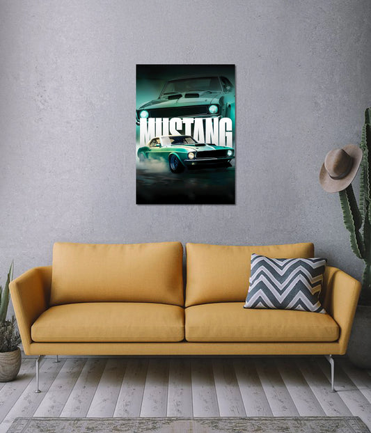 Ford Mustang Wall Poster – Vintage Muscle Car for Car Lovers - Everanta