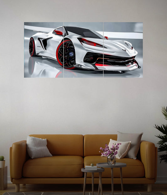 Futuristic Beast – White Supercar Split Poster Main Image - Everanta