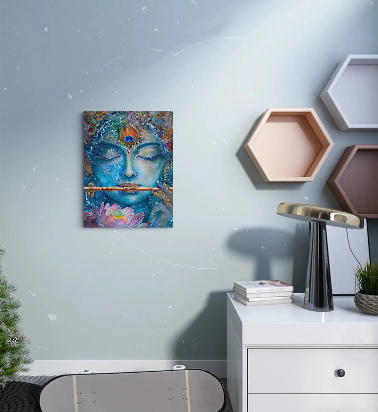 Glossy Hindu Devotional Metal Poster For Living Room