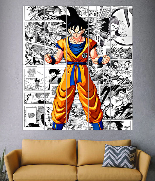 Goku Power Awakening 20-Piece Split Poster in Living Room - Everanta