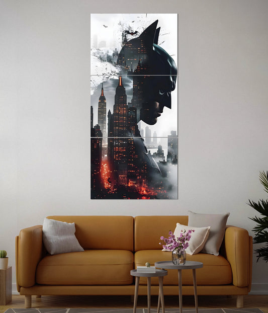 Gotham's Shadow – Vertical Batman Split Poster in Living Room - Everanta