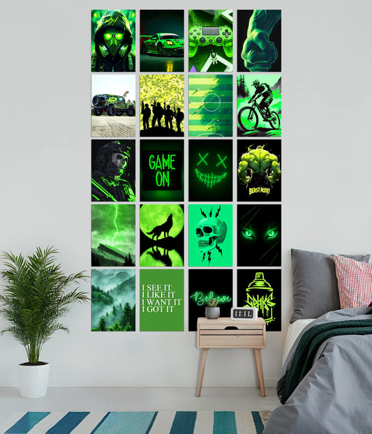 Green Aesthetic Poster Set of 20 – Premium Wall Collage - Everanta