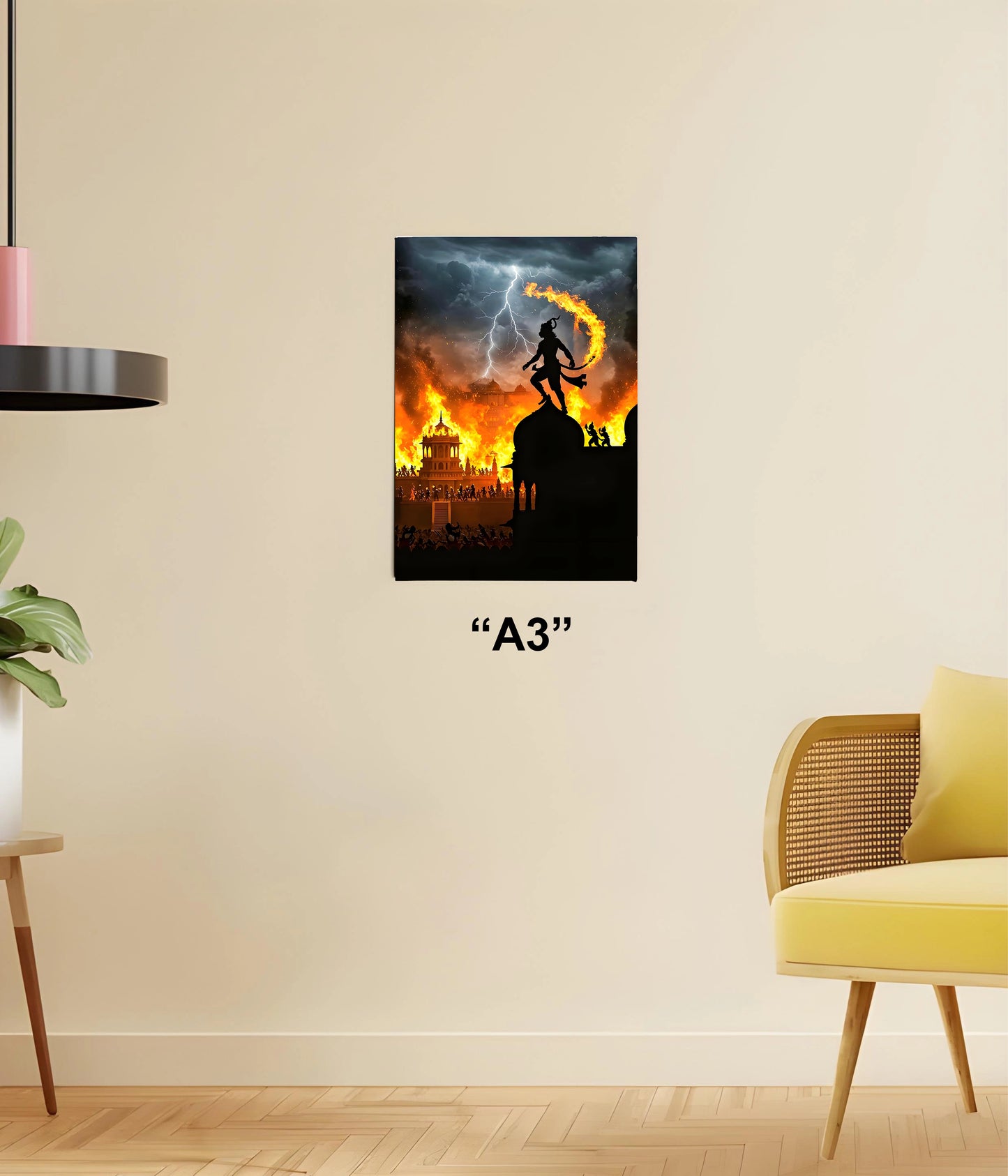 Hanuman Ji Burns Lanka – Ramayana Wall Poster A3 Size - Everanta