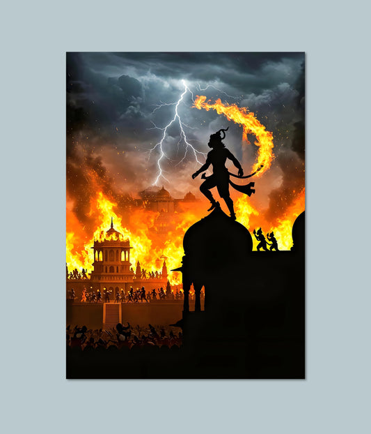 Hanuman Ji Burns Lanka – Ramayana Wall Poster Main Image - Everanta
