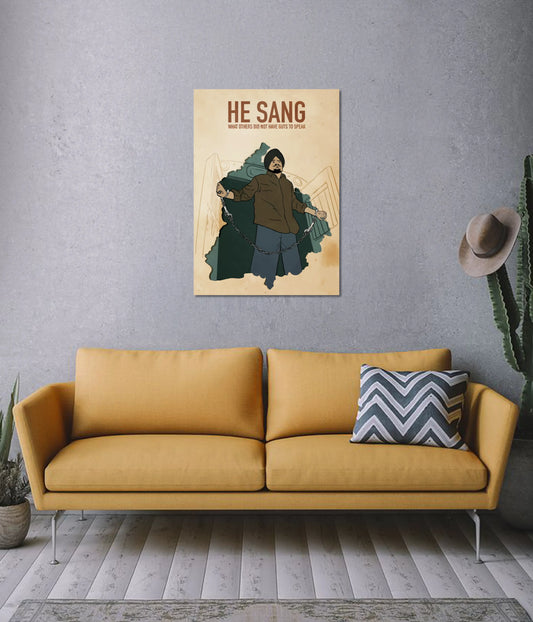 He Sang – Sidhu Moose Wala Punjabi Music Wall Poster on Wall - Everanta