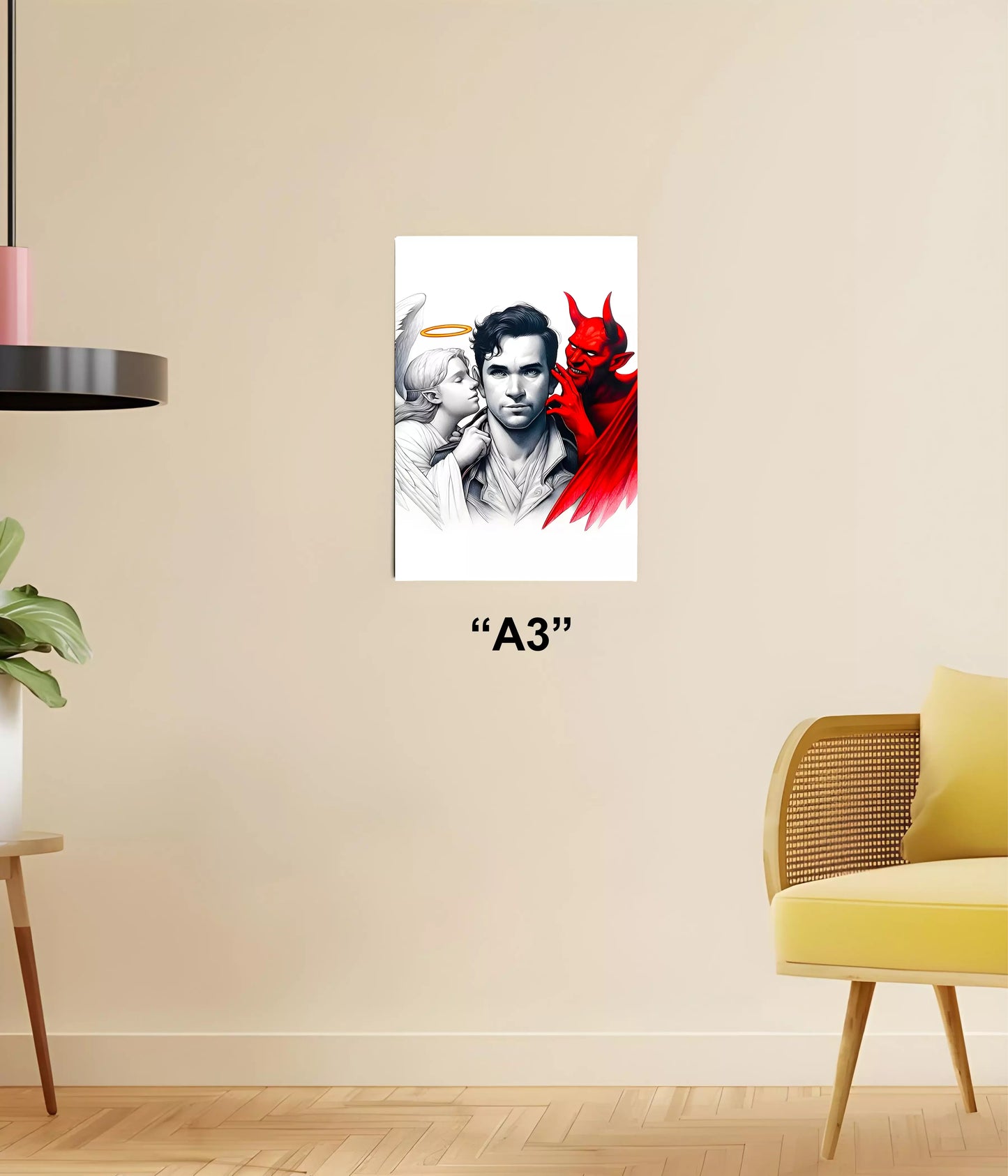 Inner Conflict – Angel & Devil Concept Poster A3 Size - Everanta