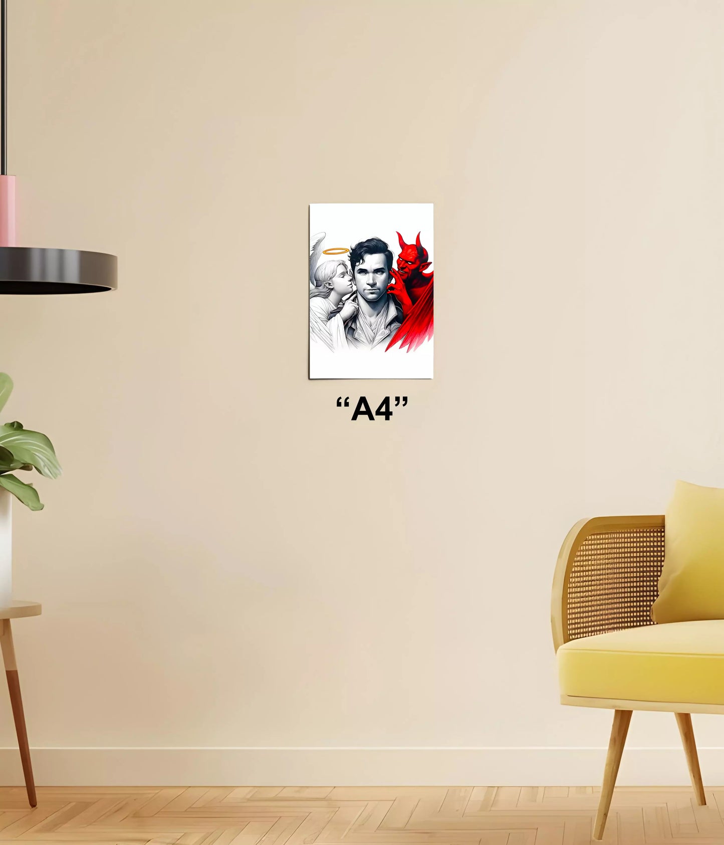 Inner Conflict – Angel & Devil Concept Poster A4 Size - Everanta