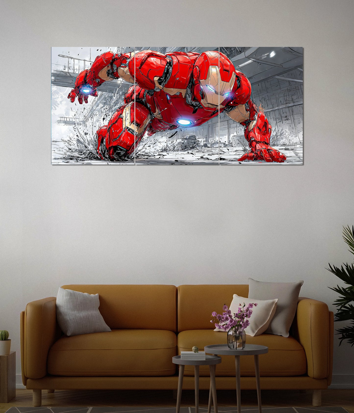 Iron Man Hulkbuster Split Wall Poster in Living Room - Everanta