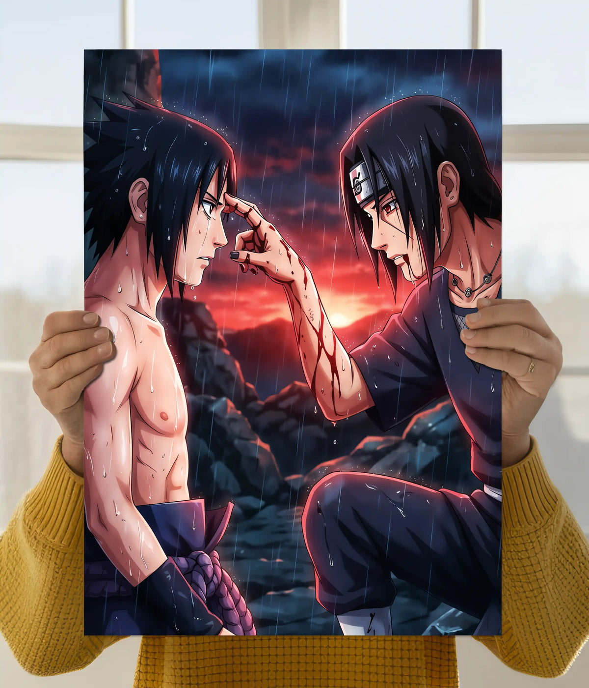 Itachi Touching Sasuke Forehead Poster Main Image - Everanta