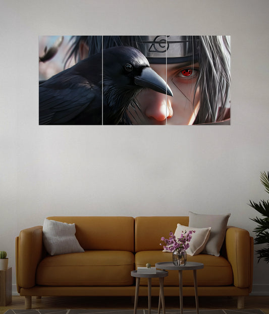 Itachi Uchiha & Crow – Naruto Split Wall Poster in Living Room - Everanta
