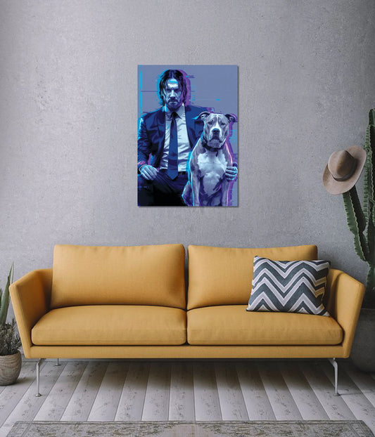John Wick Glitch Art Wall Poster – Cyber Aesthetic Edition - Everanta