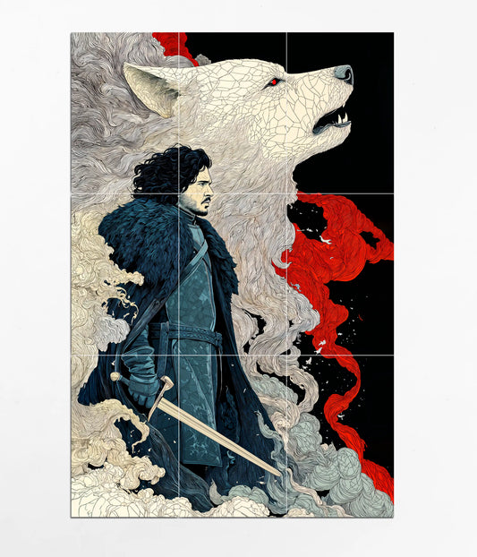 Jon Snow & The Direwolf 9-Piece Split Poster Design - Everanta