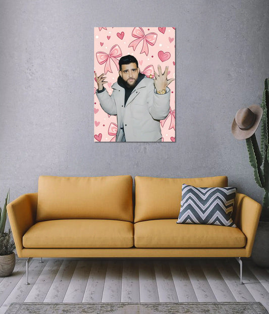 Karan Aujla Pink Aesthetic Wall Poster on Wall - Everanta