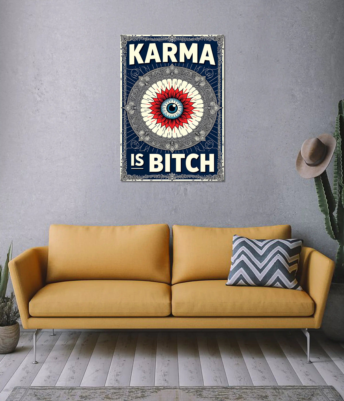 Karma Mandala Aesthetic Wall Poster on Wall - Everanta