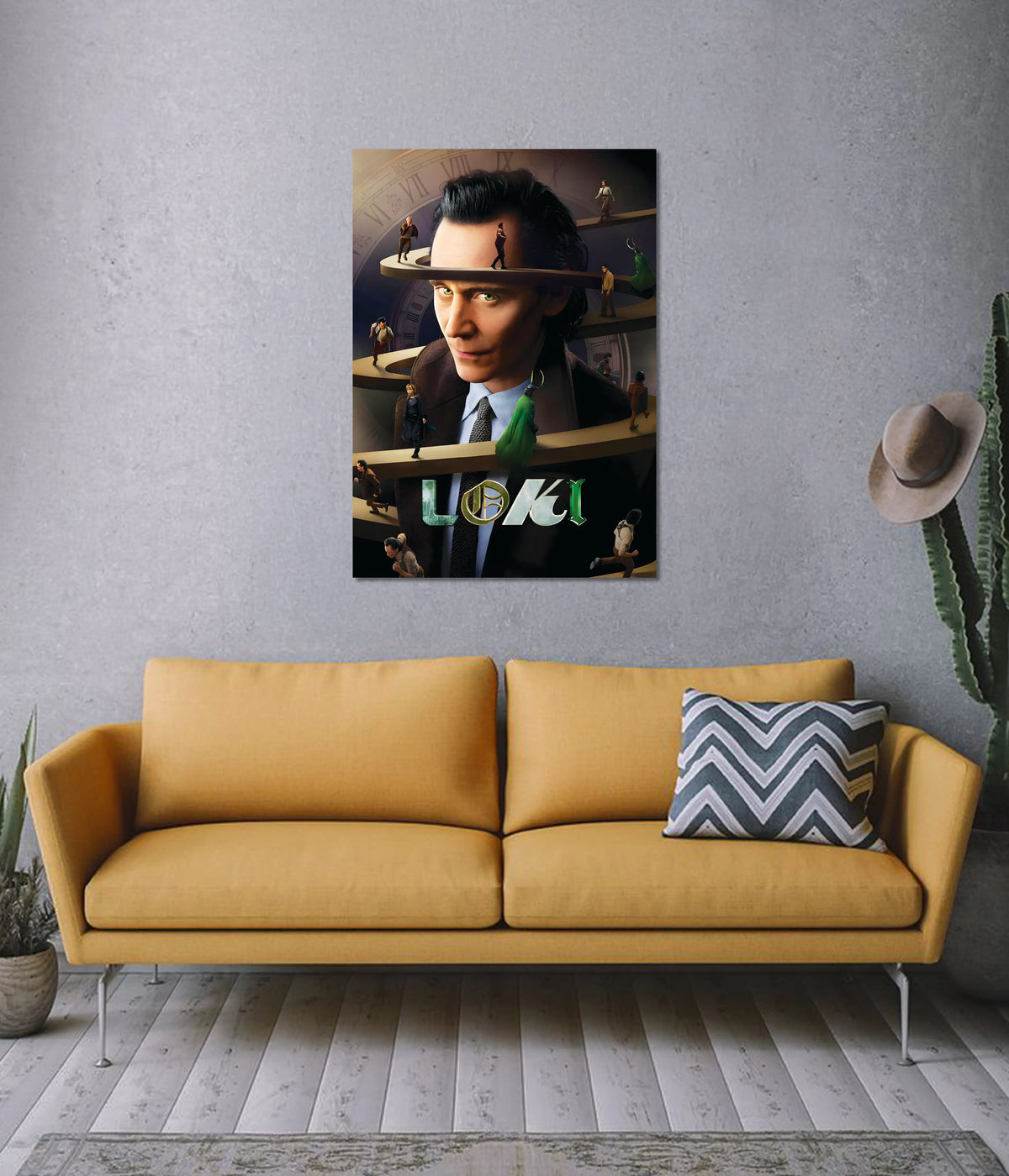 Loki “God of Mischief” Time Variant Poster on Wall - Everanta
