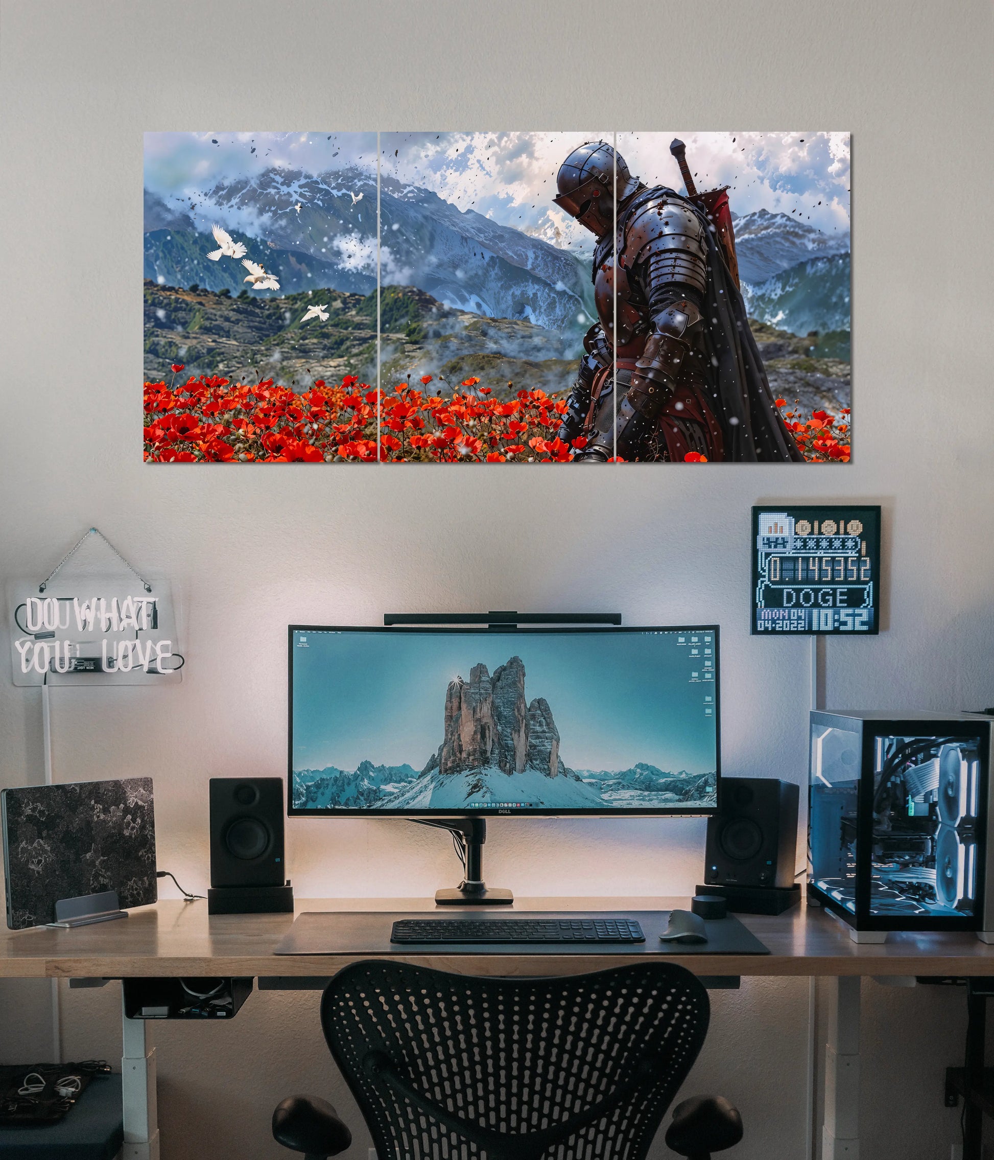 Lone Warrior in Scarlet Field – Split Poster Main Image - Everanta