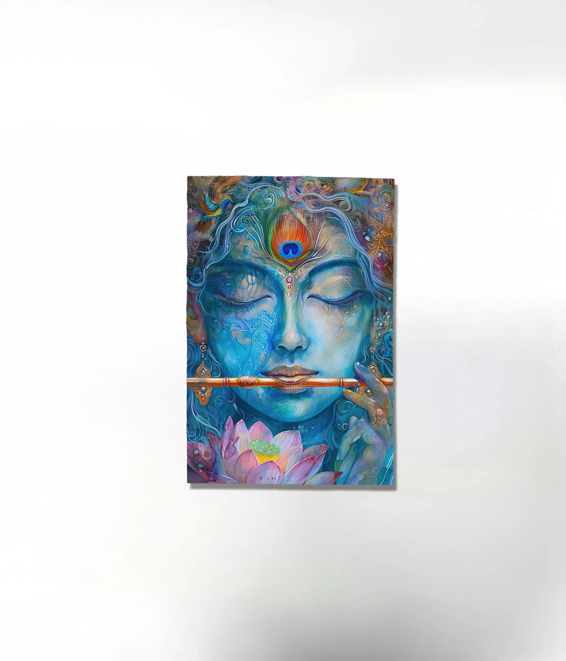 Lord Krishna Holding Flute Metal Poster 8x11.7 inches